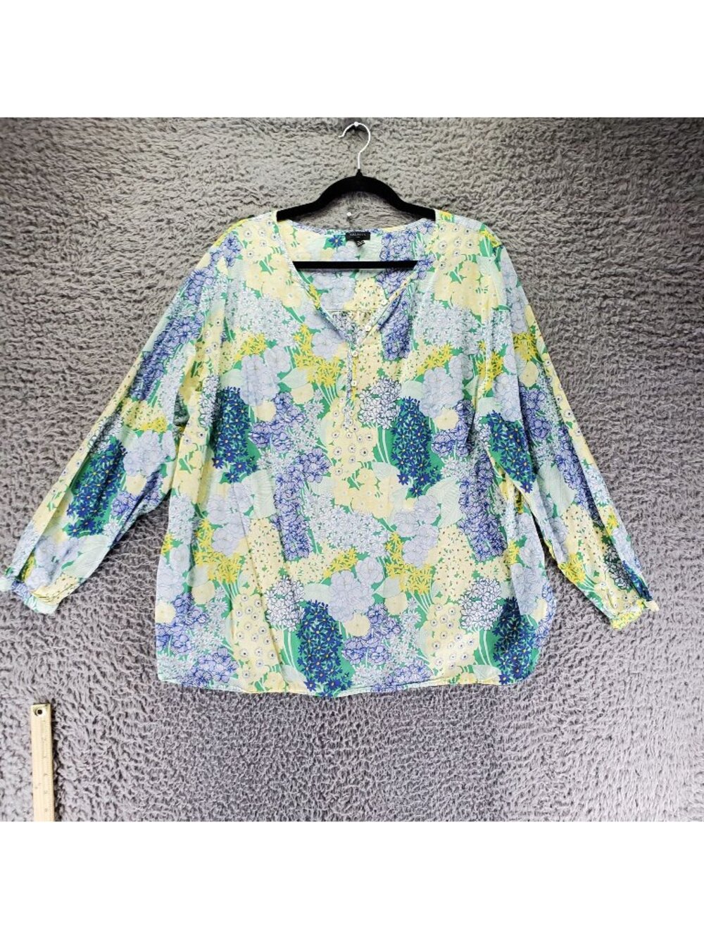 Talbots Top Womens 2X Multicolor Floral Print Long Sleeve Lightweight Blouse